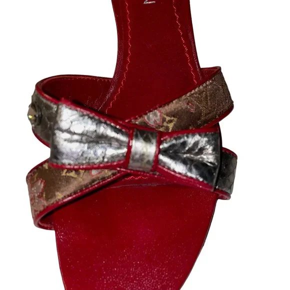 Louis Vuitton Takashi Murakami Monogram Cherry Blossom Logo Heel Sandals Shoes - Picture 5 of 12